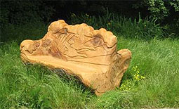 Bench carved from a sweet chestnut tree
