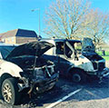 Photo of two burnt Council vehicles