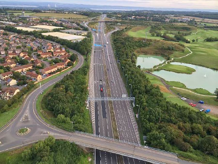 Aerial Photograph from a Balloon of the M4 'Smart Motorway' on Sunday 24th August 2014