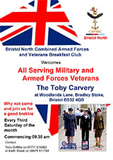 Poster advertising the Bristol North Combined Armed Forces and Veterans Breakfast Club