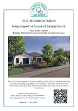 Poster advertising the public consultation on plans to redevelop Baileys Court Activity Centre