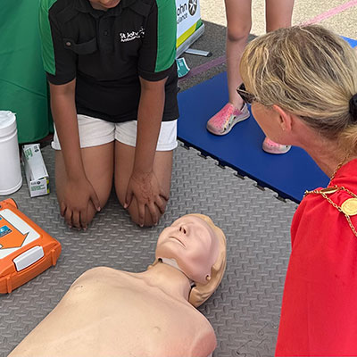 Photo of Mayor attending Wheatfest at Wheatfield Primary School on Saturday 12th July 2025