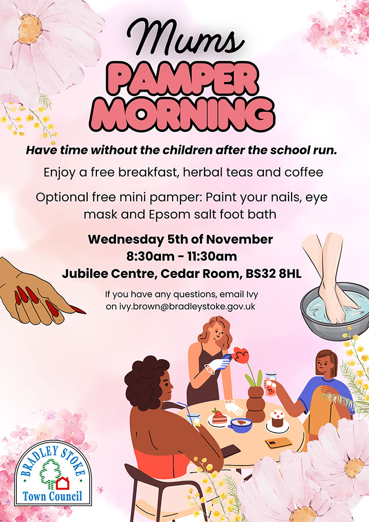 Poster advertising the Mums Pamper Morning event