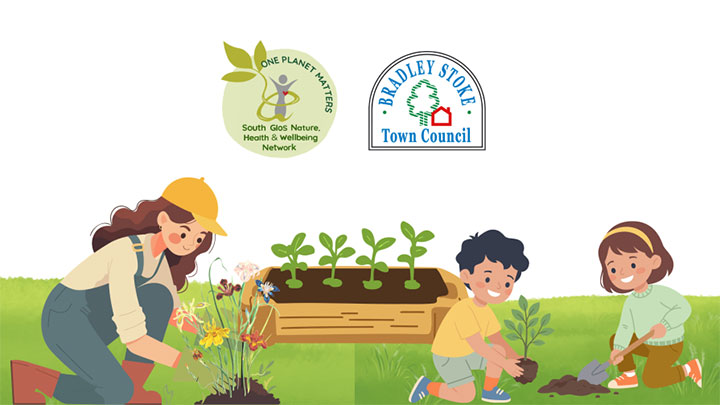 Clipart picture of family planting trees and flowers