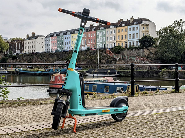 Photo of a TIER e-scooter in Bristol