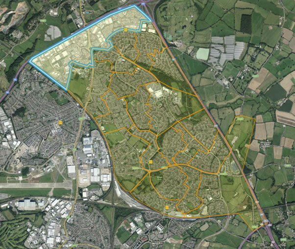 Map of areas covered by Truespeed Broadband in Bradley Stoke