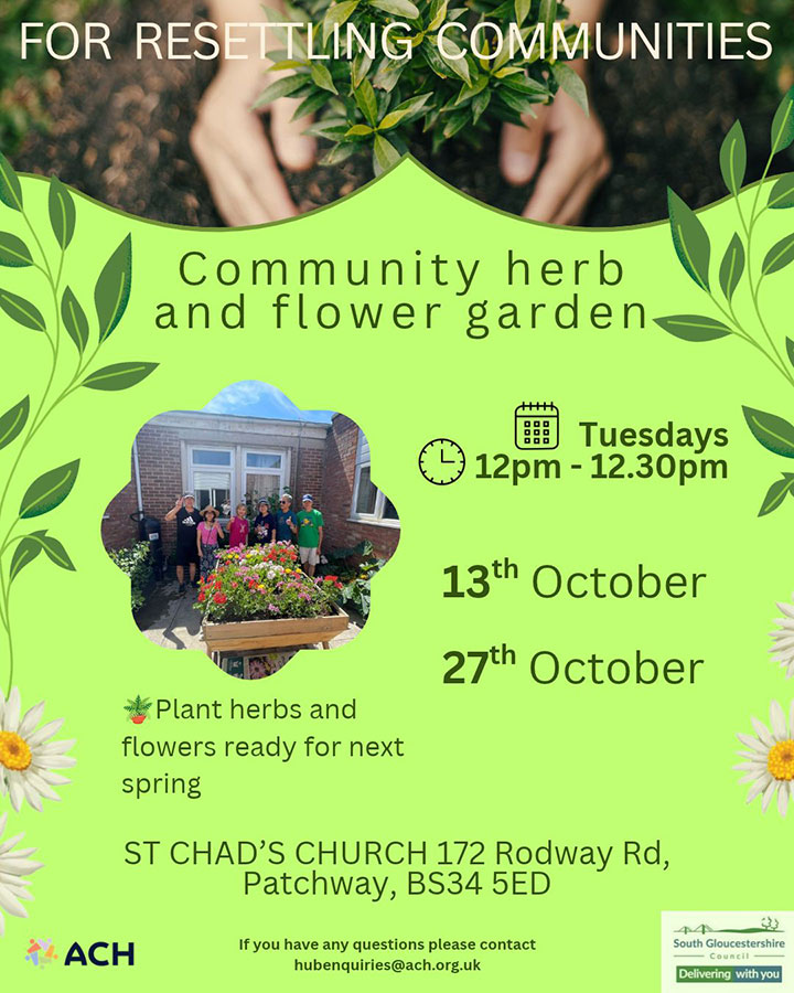 Poster advertising Community Herb and Flower Garden