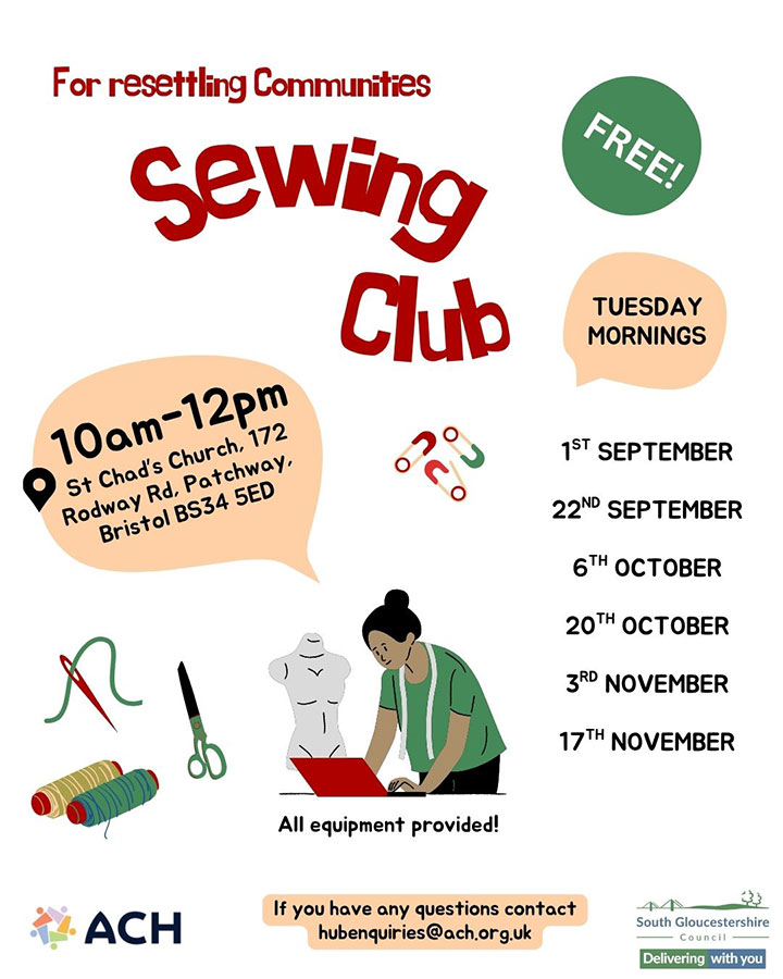 Poster advertising a Sewing Club