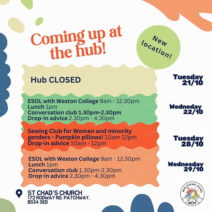 Poster showing what's coming up at the hub!