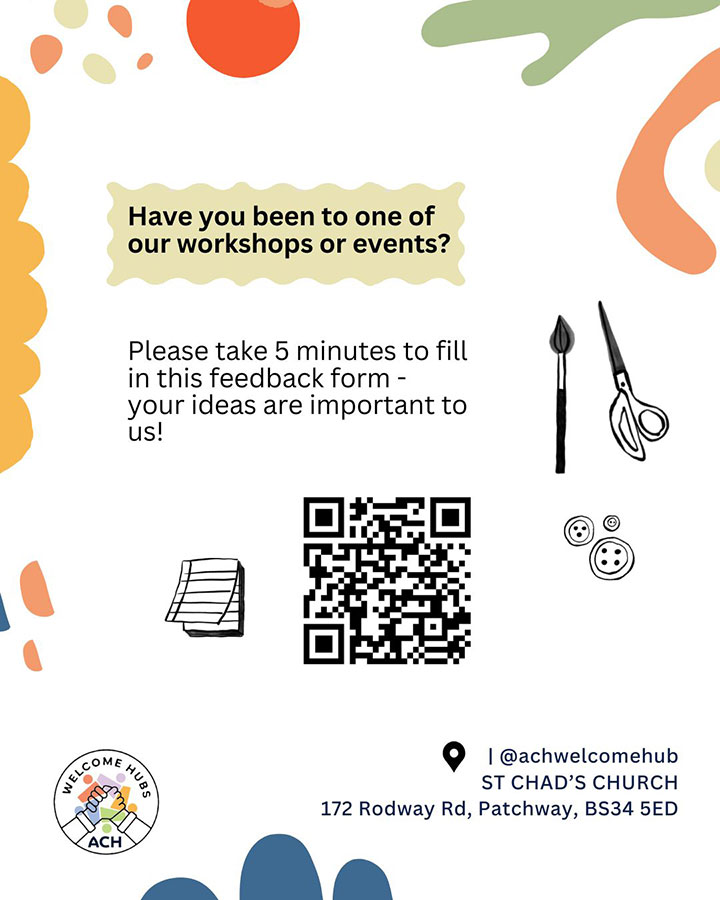 Poster with a QR code linking a workshop feedback form