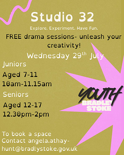 Poster advertising the Studio 32 - Drama Sessions